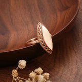Latest Fashion Weaving Filled 14K Rose Gold Rhombus Glossy Rings - Ethnic Style Bride Wedding Jewellery