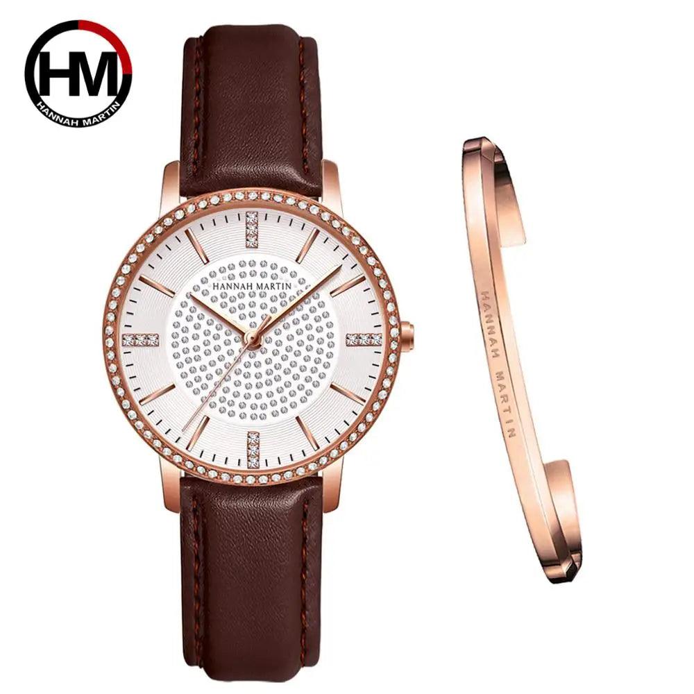 Top Luxury Brand Elegant Diamonds Crystal 1set Bracelet Watch -  Quartz Rhinestones Ladies Fashion Casual Watches