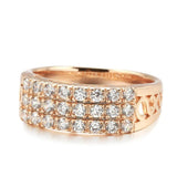 New Filled 14K Rose Gold Three Rows Micro-wax Inlay AAA+ Zircon Diamonds Hollow Trendy Rings - Fine Party Jewelry KIN