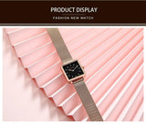 Top Luxury Brand Elegant Ladies Square Dial Wristwatches - Genuine Leather Strap Quartz Movement Design Women Gifts
