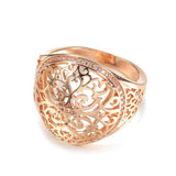 Lovely New Hollow Flower Filled 14K Rose Gold Round Micro-wax Inlay AAA Zircon Diamonds Rings - Party Fine Jewelry