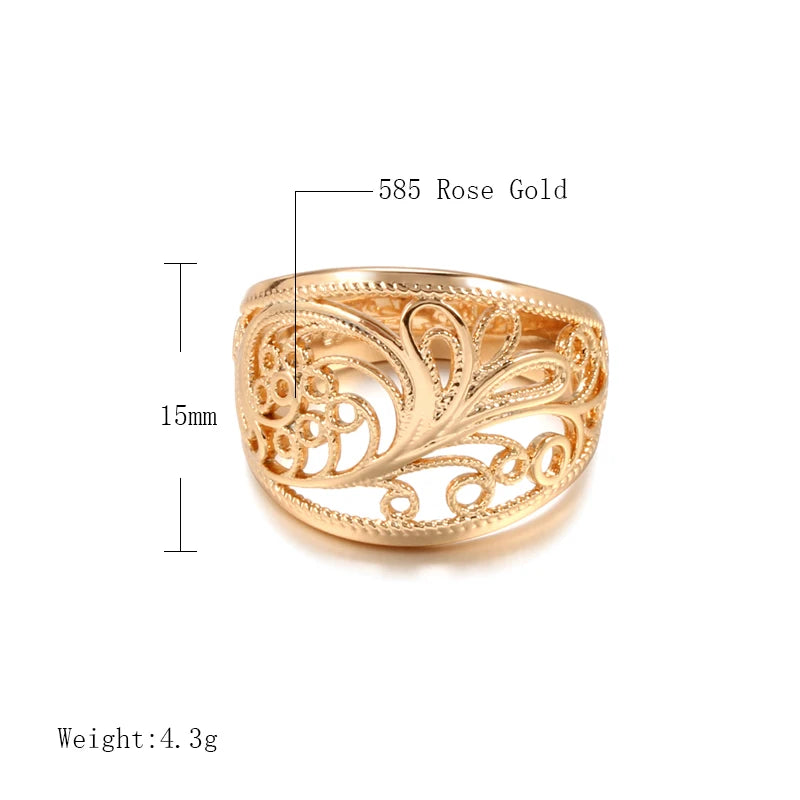 Trendy Unusual Fashion Filled Rose Gold of 14-Karat Purity Unique Hollow Pattern Romantic Ring - Fine Jewellery
