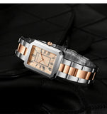 New Elegant  Quartz Women Watch With Bracelet Sets Simple Rose Gold Tone Stainless Steel Band Waterproof Watches