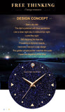 Elegant Golden Tone Ladies Wristwatches Quartz Movement Stainless Steel Mesh Band Night Stars Face Watches For Women