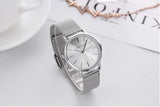 Elegant Simple Design Classic Women Rose Gold Colour Stainless Steel Mesh Casual Waterproof Ladies Quartz Watches