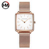 Top Luxury Brand Elegant Ladies Square Dial Wristwatches - Genuine Leather Strap Quartz Movement Design Women Gifts