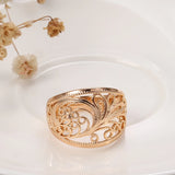 Trendy Unusual Fashion Filled Rose Gold of 14-Karat Purity Unique Hollow Pattern Romantic Ring - Fine Jewellery
