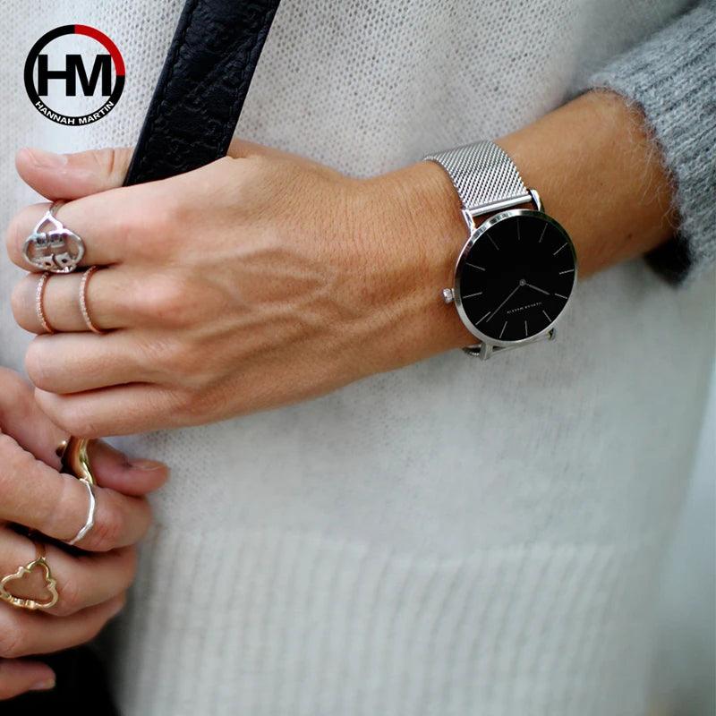 High Quality Elegant Rose Gold Colour Ladies Watches Stainless Steel Mesh Band Quartz Movement Waterproof Watches