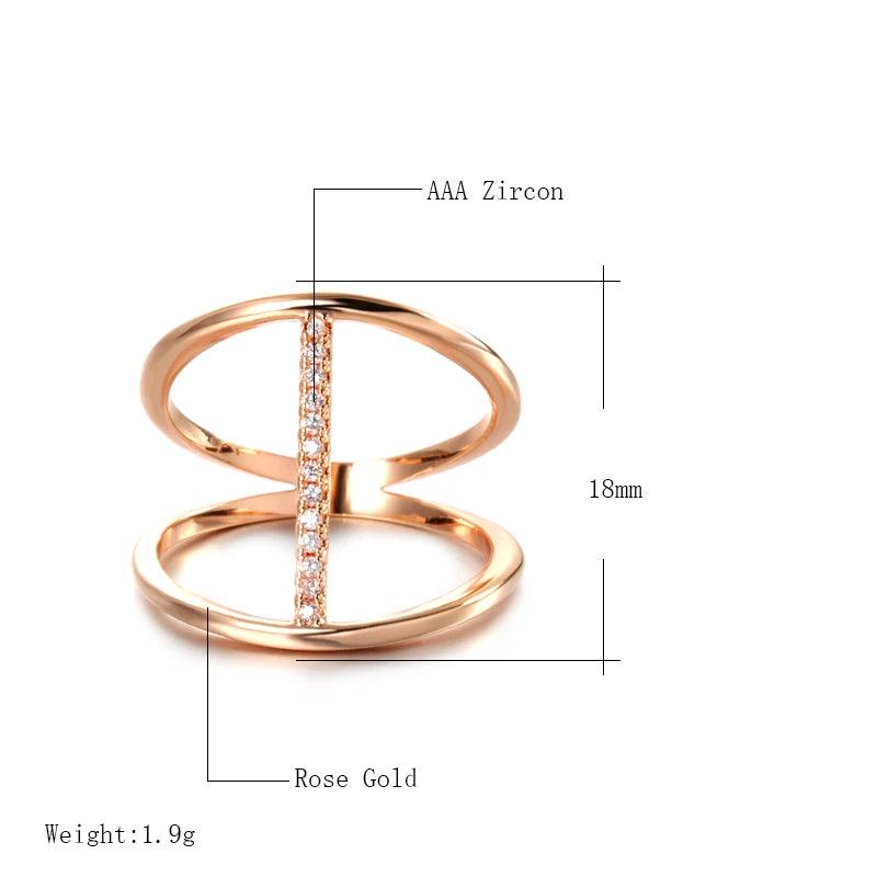 New Fashion Design Filled 14K Rose Gold AAA Zircon Diamonds Statement Jewellery Rings For Women - Party Ring