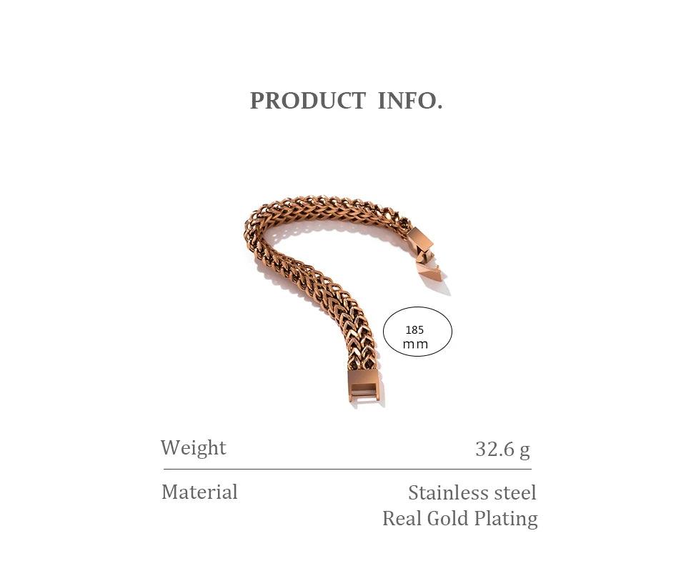 New Stainless Steel Cuban Link Chain Unisex Bracelet Bangle - 18K Plated Gold Heavy Metal Fashion Jewellery - The Jewellery Supermarket