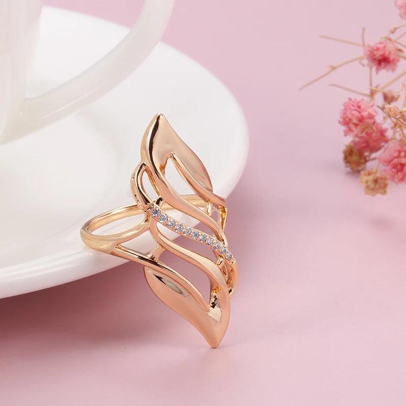 Trendy 14K Rolled Rose Gold Ethnic Style Luxury AAA Zircon Diamonds Rings for Women - Fashion Fine Jewellery