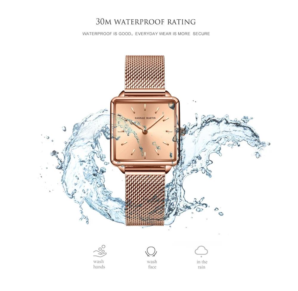 Top Luxury Brand Elegant Ladies Square Dial Wristwatches - Genuine Leather Strap Quartz Movement Design Women Gifts