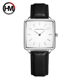 Top Luxury Brand Elegant Ladies Square Dial Wristwatches - Genuine Leather Strap Quartz Movement Design Women Gifts