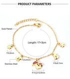 Cute Style Gold Colour Mushroom Flower Pendants Beaded Chains Charm Bracelets - Stainless Steel link Chain - The Jewellery Supermarket