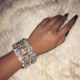 New Shiny Rhombus Crystal Bracelet Bangle for Women -  Popular Hollow Jewellery Rhinestone Bracelet