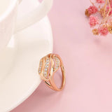 Dazzling Hollow line Wave Ring with 14K Filled Rose Gold  AAA Zircon Diamonds Ethnic Rings - Vintage Fine Jewellery
