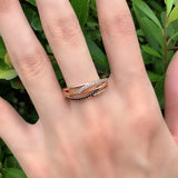 New 14K Filled Rose Gold Unusual Geometry Cross AAA Black, White Zircon Diamonds Ring - Vintage Wedding Jewellery