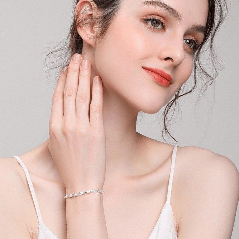 Fine Charming 925 Sterling silver Heart Lucky Clover Bracelets For women - Pretty Fashion Jewellery Gifts - The Jewellery Supermarket