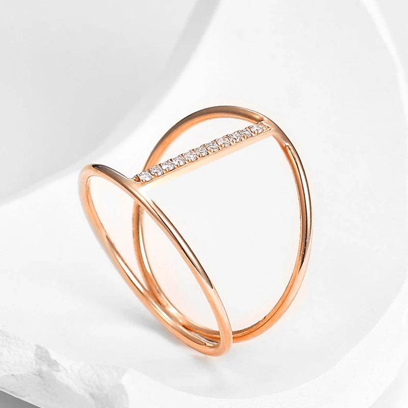 New Fashion Design Filled 14K Rose Gold AAA Zircon Diamonds Statement Jewellery Rings For Women - Party Ring