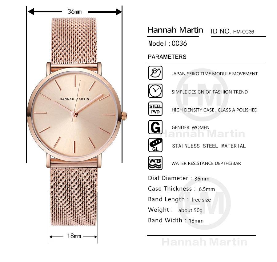 Elegant Simple Design Classic Women Rose Gold Colour Stainless Steel Mesh Casual Waterproof Ladies Quartz Watches