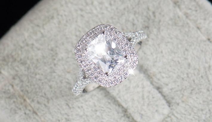 Top quality Brand AAAA Simulated Diamonds Sterling Silver Ring - Engagement Wedding Fine Jewellery Ring - The Jewellery Supermarket