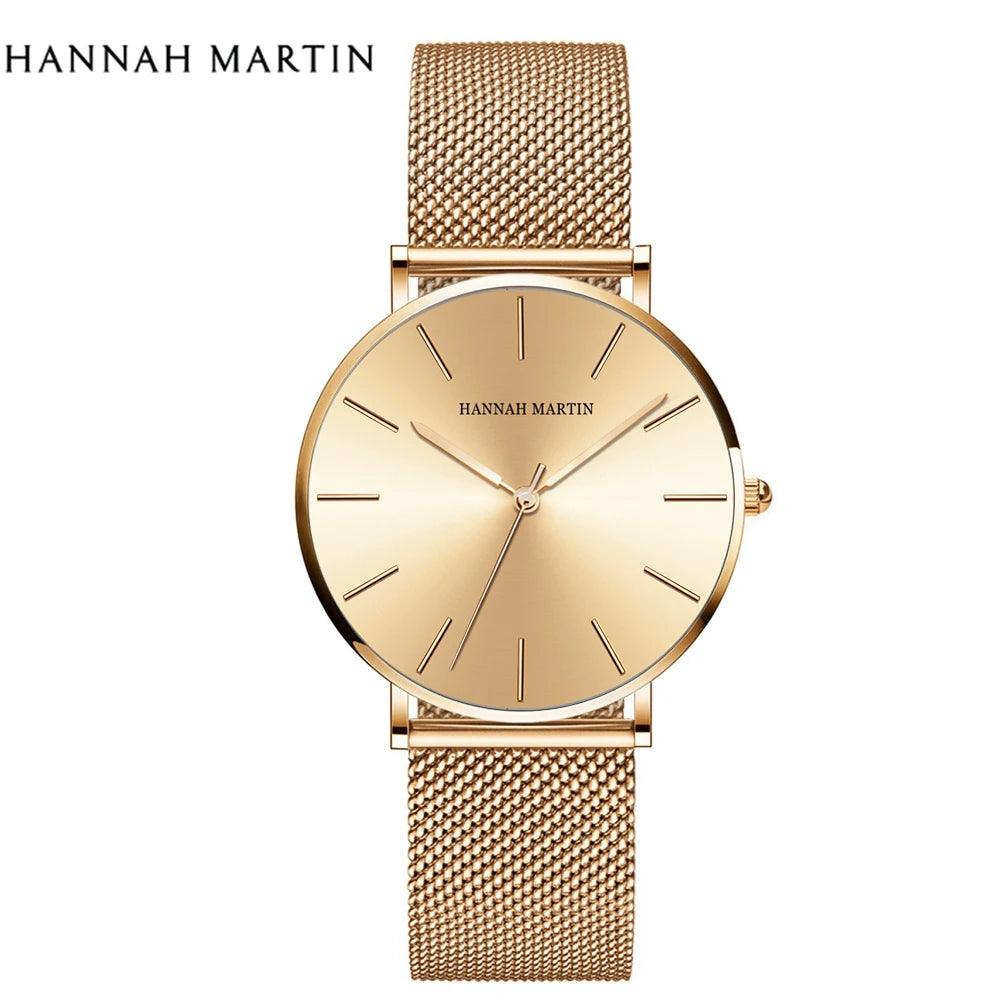 Elegant Simple Design Classic Women Rose Gold Colour Stainless Steel Mesh Casual Waterproof Ladies Quartz Watches