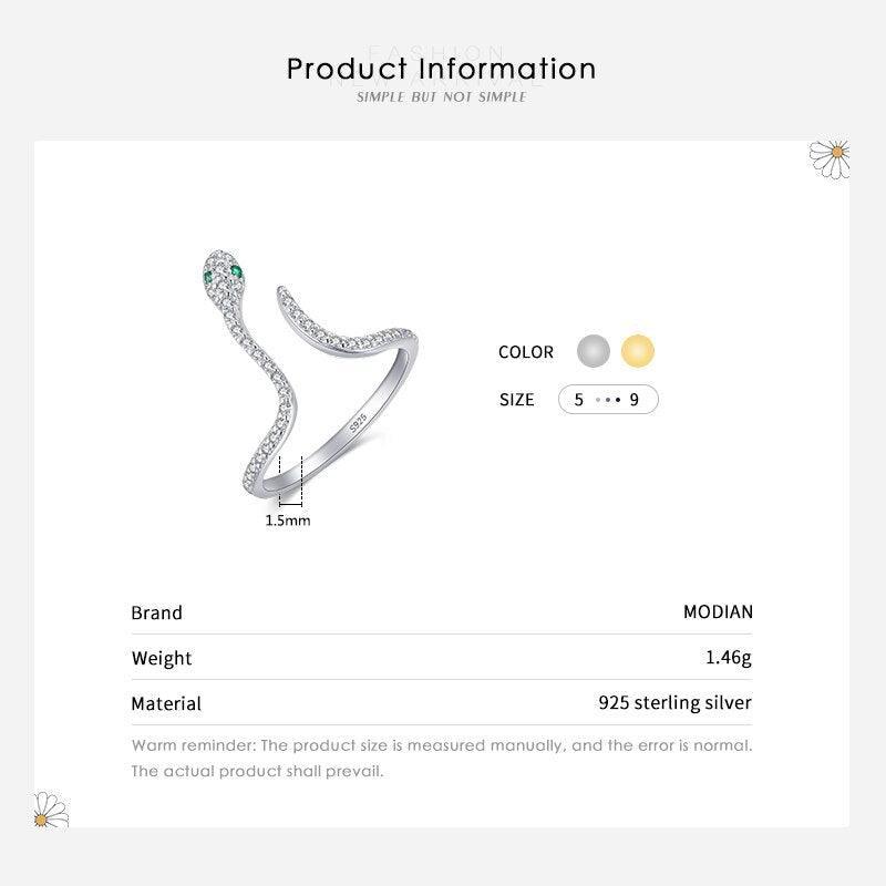 Adjustable Snake Design Silver Trendy Clear AAAA Simulated Diamonds Dazzling Open Size Female Rings Jewellery - The Jewellery Supermarket