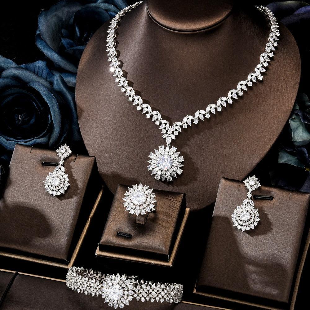 Gorgeous New Trendy Square Yellow High Quality AAA+ CZ 18K Gold/White Gold Plated Jewellery Set For Women - The Jewellery Supermarket
