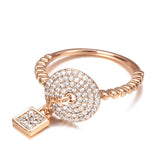Luxury Bride Wedding Lock 14K Filled Rose Gold Ring Micro Inlays Covered AAA Zircon Diamonds - Fine Jewellery