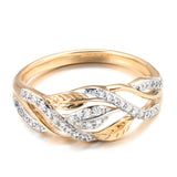 Luxury Vintage Flower Design Rolled 14K Rose Gold AAA Zircon Diamonds Ring - Fashion Daily Fine Jewellery