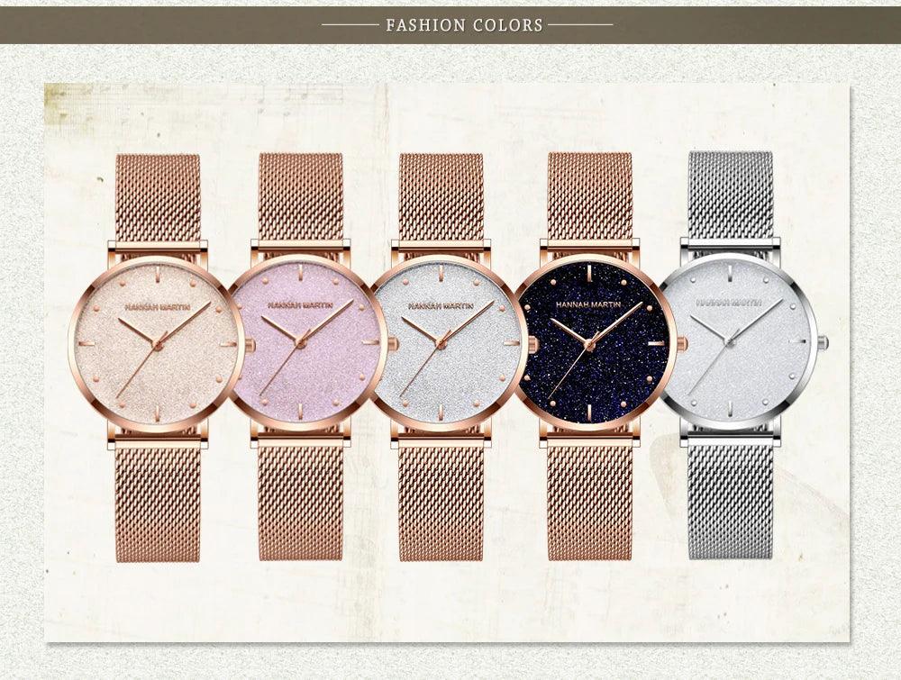 Elegant Sahara Desert Dial Design Top Brand Luxury Quartz Stainless Steel Rose Gold Colour Waterproof Ladies Watches