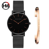 Elegant Creative Design Rose Gold Tone 1 Set Bracelet Quartz Watch Waterproof Stainless Steel Mesh Ladies Watches