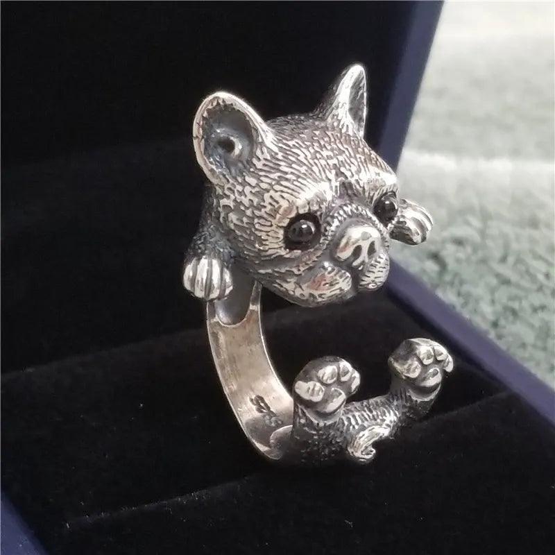 New Japanese Style Cute Blue Rhinestone Eyes Cat and Dogs Rings - Simplicity Fashion Jewellery Gifts - The Jewellery Supermarket