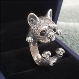 New Japanese Style Cute Blue Rhinestone Eyes Cat and Dogs Rings - Simplicity Fashion Jewellery Gifts - The Jewellery Supermarket