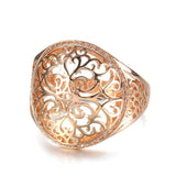 Lovely New Hollow Flower Filled 14K Rose Gold Round Micro-wax Inlay AAA Zircon Diamonds Rings - Party Fine Jewelry