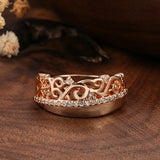 Luxury 14K Rolled Rose Gold Weaving Patterned Queen Crown AAA Zircon Diamonds Ring - Vintage Style Jewellery