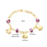 Cute Elephant Purple Color Charming Crystal 20cm Cuban Link Chains Popular Bracelets - The Jewellery Supermarket