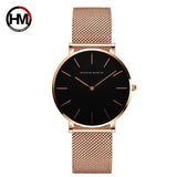 Elegant Top Luxury Brand Rose Gold Colour New Quartz Movement Ladies Wristwatches Stainless Steel Mesh Women Watches