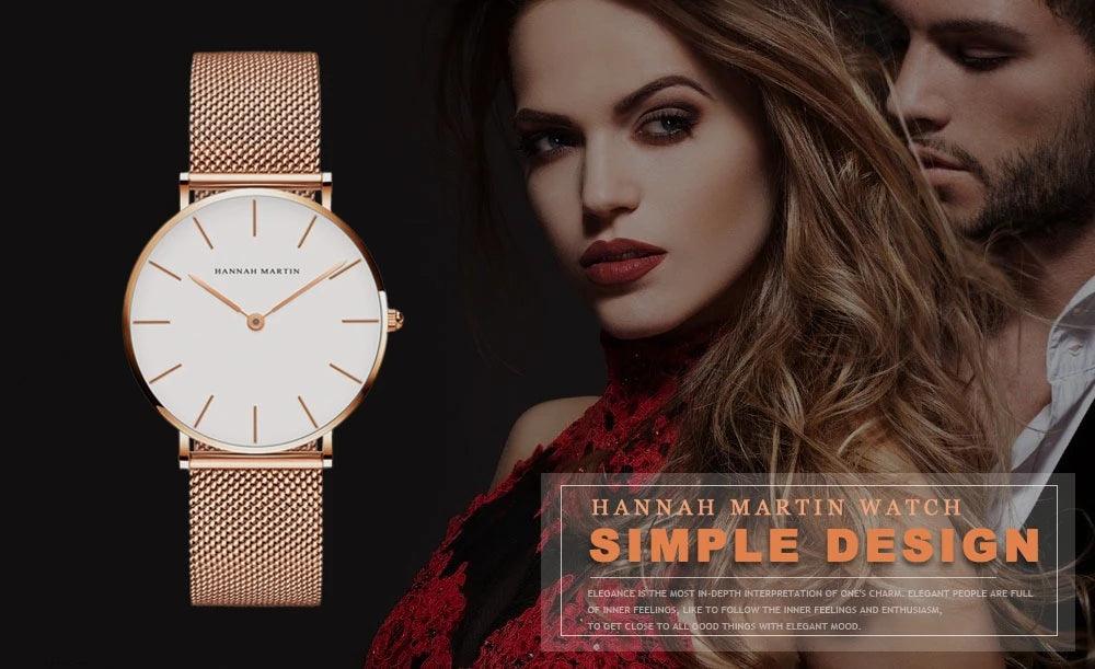 Elegant Creative Design Rose Gold Tone 1 Set Bracelet Quartz Watch Waterproof Stainless Steel Mesh Ladies Watches