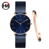 Elegant Creative Design Rose Gold Tone 1 Set Bracelet Quartz Watch Waterproof Stainless Steel Mesh Ladies Watches