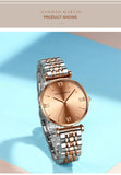 Simple Elegant Round Dial Fashion Stainless Steel Ladies Watches Rose Gold Colour Quartz Wristwatches with Bracelets