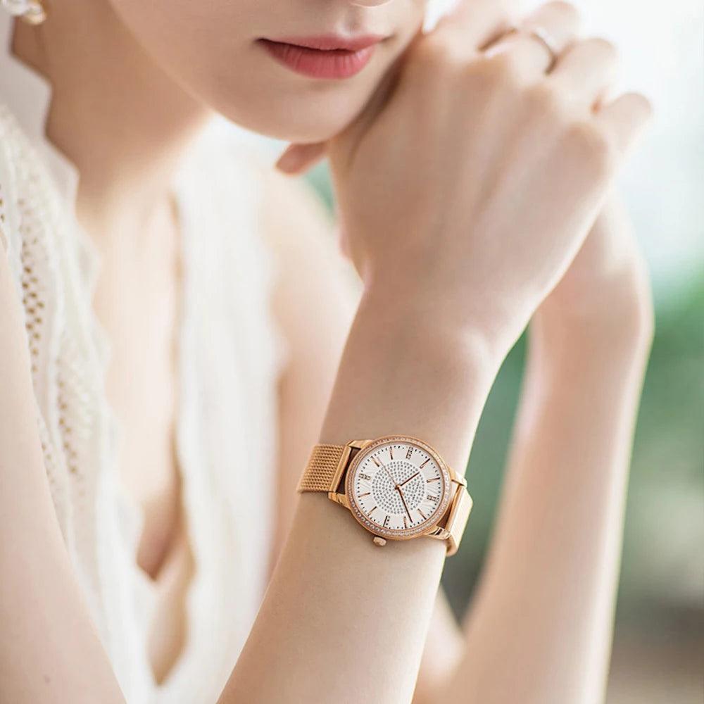 Top Luxury Brand Elegant Diamonds Crystal 1set Bracelet Watch -  Quartz Rhinestones Ladies Fashion Casual Watches