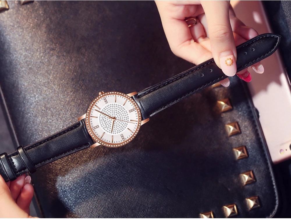 Top Luxury Brand Elegant Diamonds Crystal 1set Bracelet Watch -  Quartz Rhinestones Ladies Fashion Casual Watches