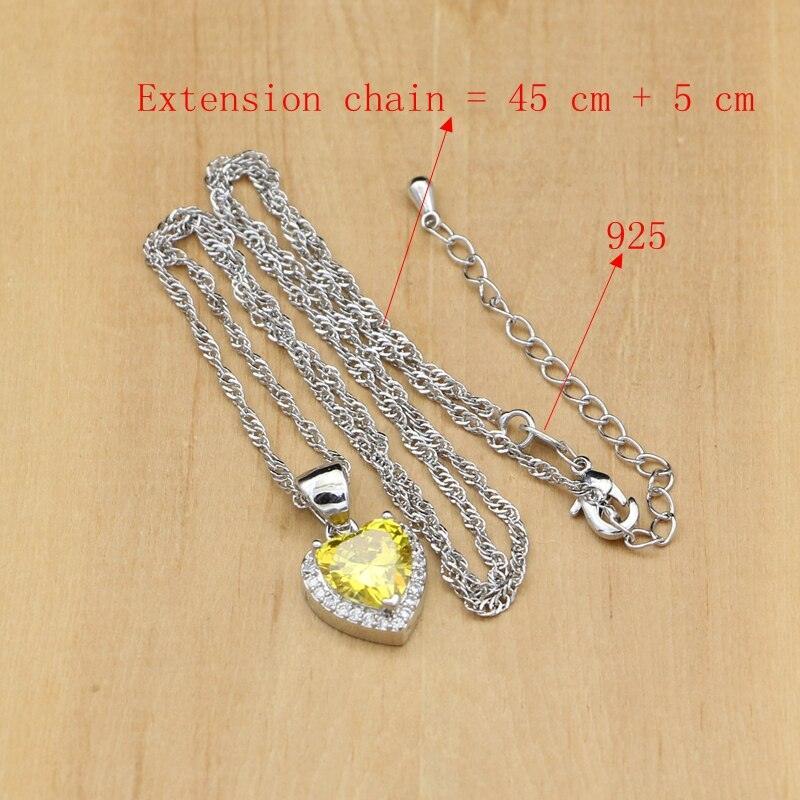 Heart Design Silver Yellow AAA+ Cubic Zirconia Stone Earrings/Pendant/Rings/Bracelet/Necklace Jewellery Set - The Jewellery Supermarket
