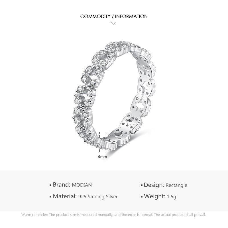 Sterling Silver Geometric Stackable Clear AAAA Simulated Diamonds Ring - Wedding Statement Jewellery - The Jewellery Supermarket