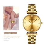 Simple Elegant Round Dial Fashion Stainless Steel Ladies Watches Rose Gold Colour Quartz Wristwatches with Bracelets