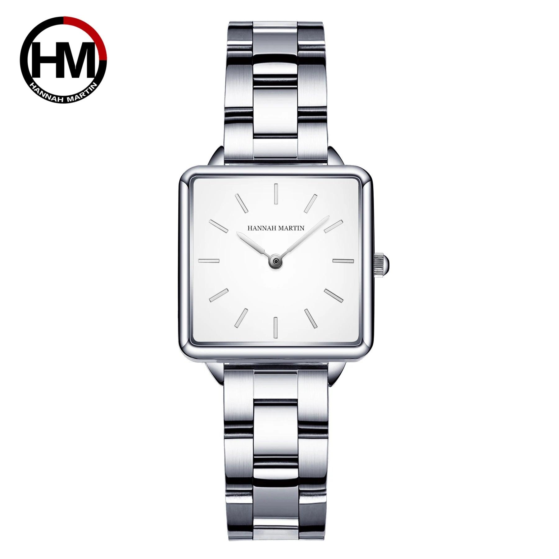 New Arrival Top Brand Elegant Solid Stainless Steel Square Dial Quartz Rose Gold Colour Ladies Watches for Women