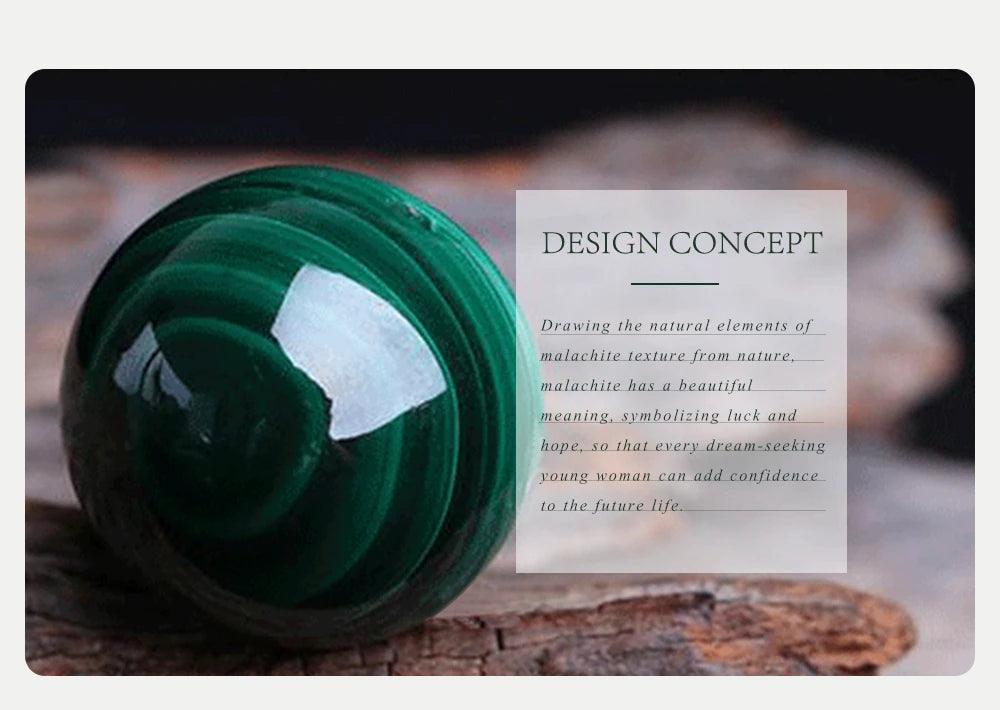 Elegant Fashion Green Malachite Dial Casual Ladies Watches - Stainless Steel Strap Waterproof Quartz Wristwatches