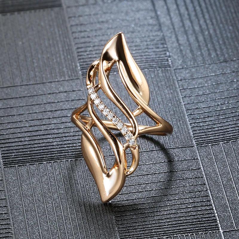 Trendy 14K Rolled Rose Gold Ethnic Style Luxury AAA Zircon Diamonds Rings for Women - Fashion Fine Jewellery