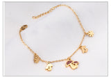 Cute Style Gold Colour Mushroom Flower Pendants Beaded Chains Charm Bracelets - Stainless Steel link Chain - The Jewellery Supermarket